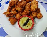 A picture of step 4 of Mysore Bajji with Spring Onion Greens.