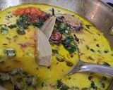 A picture of step 7 of Bhindi kadhi.