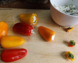 Foto del paso 3 de la receta: Pimientitos rellenos con queso de cabra y brotes de calabaza y de guisantes
