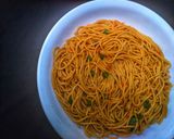 A picture of step 5 of Jollof spaghetti.
