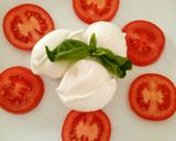 A picture of step 1 of Caprese salad of Buffalo mozzarella.