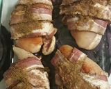 A picture of step 2 of Boudin stuffed chicken breast.