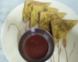 A picture of step 3 of Besan chilla open sandwich.
