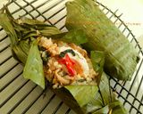 Foto langkah ke 6 dari resep Nasi bakar telur asin, teri, jamur dan kemangi.