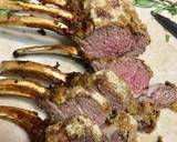 Rack of lamb with red wine sauce, garlic mashed potatoes, Brussels sprouts and carrots recipe step 1 photo