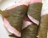 A picture of step 7 of Sakura Mochi (Cherry blossom crepe roll).