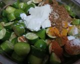 A picture of step 2 of Kundru Peanut masala with Chapati Daal and salad.