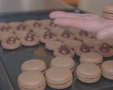 A picture of step 14 of PARISIAN MACARONS (chocolate macarons).