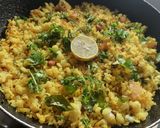 A picture of step 5 of Nagpur style Batata poha with kadhi.