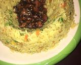 A picture of step 3 of Quick & easy vegetable fried rice served with chicken teriyaki🍚🍲🥗🍗.
