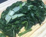 Foto del paso 5 de la receta Acelgas y espinacas salteadas con setas y jamón ibérico