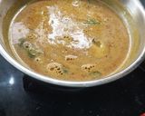 A picture of step 7 of Maharashtrian aamti bhat batatyachya kachrya.