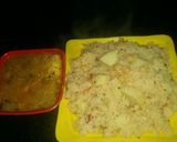 A picture of step 6 of Chana pulav with moth vaddi.
