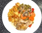 A picture of step 7 of Chicken with Peas and Mushrooms.