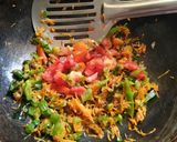 A picture of step 1 of Bhel Sandwich.