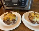 A picture of step 5 of Air Fryer beer bottle stuffed bacon burgers.
