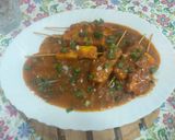 A picture of step 7 of Paneer satay stick restaurant style.