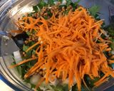 Une image de l'étape 6 de Salade de lentilles au bœuf,tomates,carottes et pissenlit.