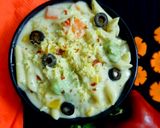 A picture of step 8 of Cheesy and Creamy veggie white sauce penne pasta (with fresh cream, cheese and seasonings).