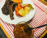 A picture of step 1 of Veggies and mutton chops.