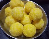 A picture of step 4 of Kesariya Coconut laddu.