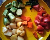 A picture of step 1 of Pointed gourd and paneer curry.