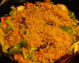 A picture of step 4 of Bulgur wheat with veggies- Middle Eastern Breakfast.
