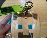 A picture of step 5 of Minecraft cookies with handmade treat tags.