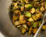 A picture of step 3 of Khandeshi Special green brinjals bhaji,with Ghadichi Poli (Lunch)recipe.