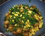 A picture of step 3 of Sweetcorn,Potato with Methi.