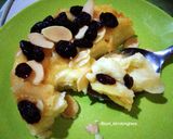 Foto langkah ke 5 dari resep Puding Roti Tawar Tabur Kismis Dan Almond.