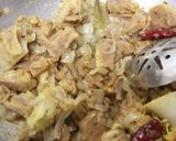 A picture of step 4 of Chettinad mutton sukka fry.