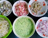 A picture of step 1 of Bánh xèo with Shrimp, Pork, Squid, and Quail Eggs.