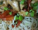 A picture of step 4 of Mongolian chicken with noodles 🍜.