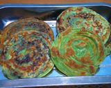 Foto langkah ke 23 dari resep Roti Maryam / Kue Canai/ Kue Phrata Pandan Berserat dan Pandan Isi Coklat.