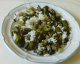 A picture of step 4 of Rice with Bhindi (Okra)  Stir fry.