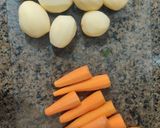 A picture of step 1 of Aloo carrot fry.