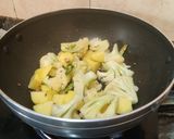 A picture of step 3 of Aloo Gobhi with Methi.