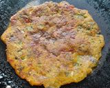 A picture of step 5 of Moong dal cabbege uttapa.