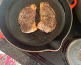 A picture of step 4 of Pan fried Steak and Balsamic Onions.