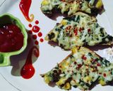 A picture of step 6 of Creamy Spinach Corn Bread Pizza.