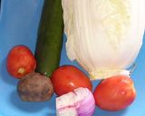 A picture of step 1 of Chinese cabbage salad garnish wt beetroot.