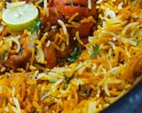 A picture of step 8 of Degi chicken biryani.
