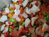 Arroz caldoso con verduras y pechuga de pollo