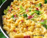 A picture of step 4 of Macaroni with Carbonara Sauce.