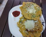 चीजी बेसन चीला (cheesy besan cheela recipe in hindi) रेसिपी चरण 3 फोटो