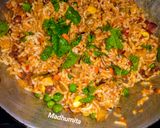 A picture of step 2 of Schezwan Veg Biryani.