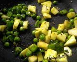 A picture of step 2 of Sweet potato bottlegourd peas and capsicum sabji.