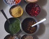 A picture of step 6 of Tortilla papdi chaat.