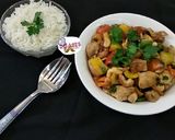 A picture of step 4 of Cashew chicken.